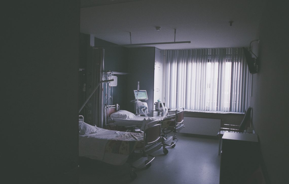 hospital room in low lighting